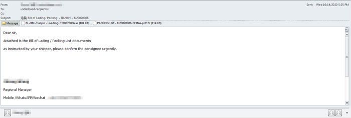 An image of the phishing email that was used