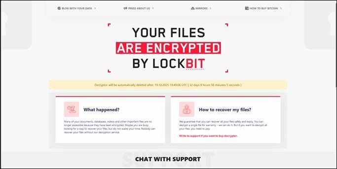 Figure 3. The leak site where link on the ransom note directs to when visited by victims  