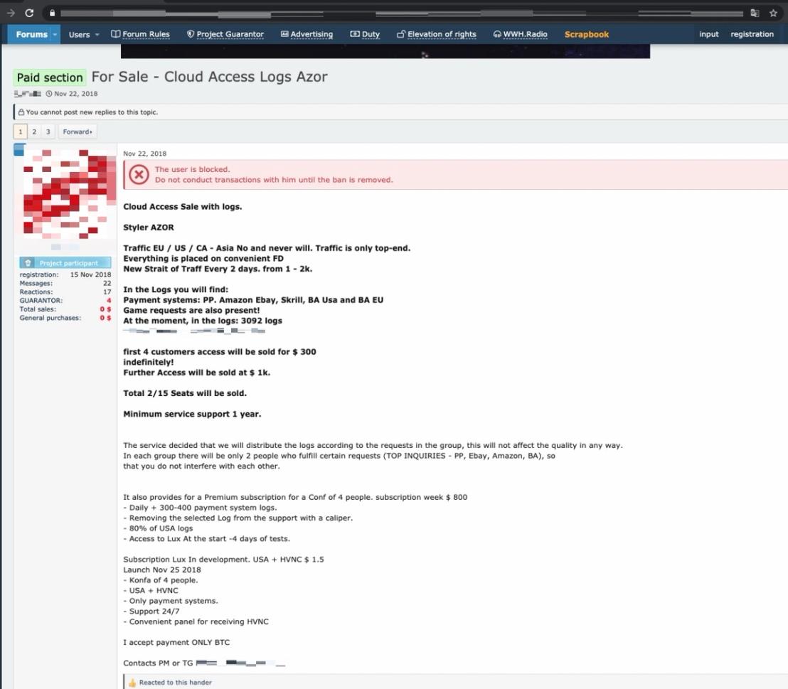 The seller offers data from companies like Amazon, eBay, and Skrill, among others.