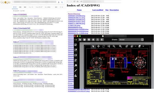 Search results for CAD files via open-source intelligence (OSINT)
