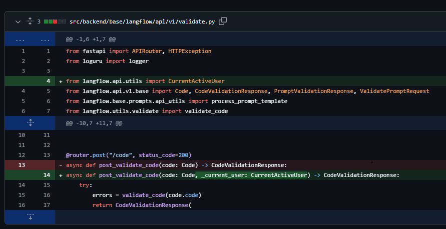 Figure 7. Langflow source code update. 