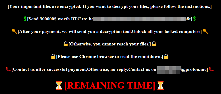 Contents of ransom note