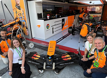 McLaren garage pit lane group photo