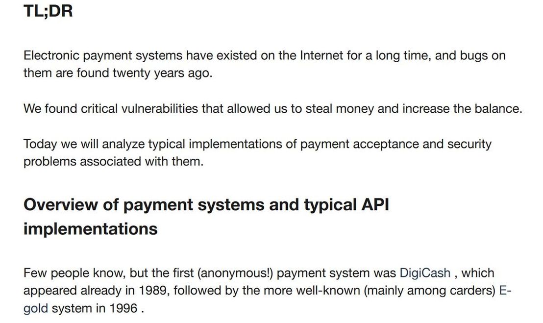 Figure 5. Summary of the winning article titled “20 years of payment acceptance problems”