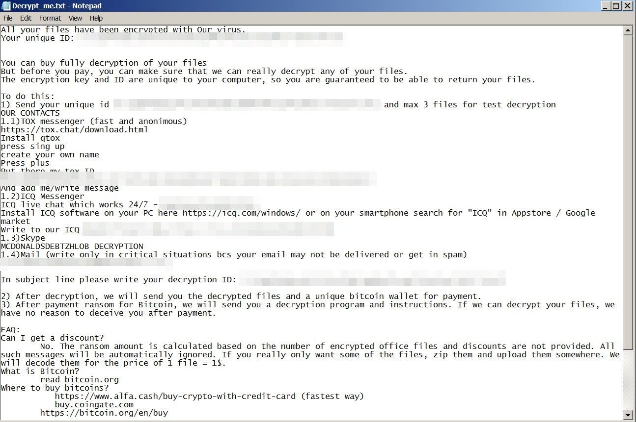Figure 12. The Mimic ransom note