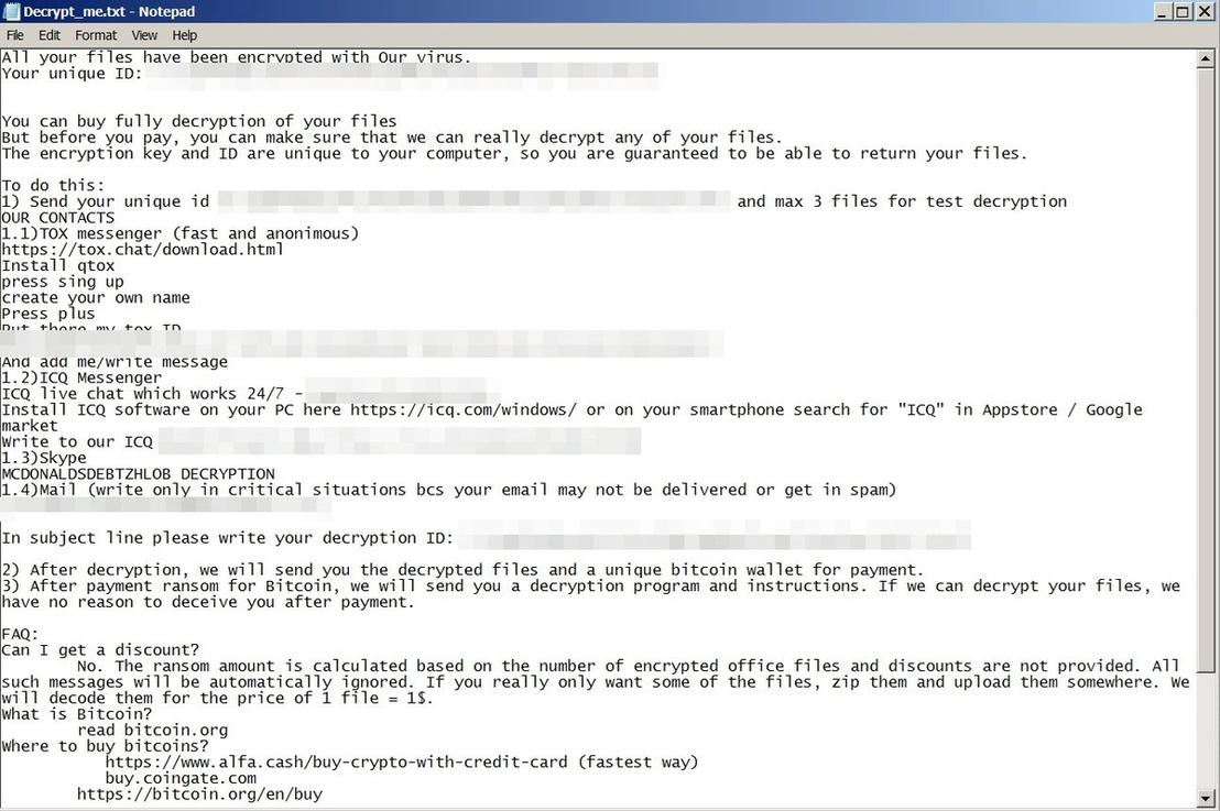 Figure 12. The Mimic ransom note