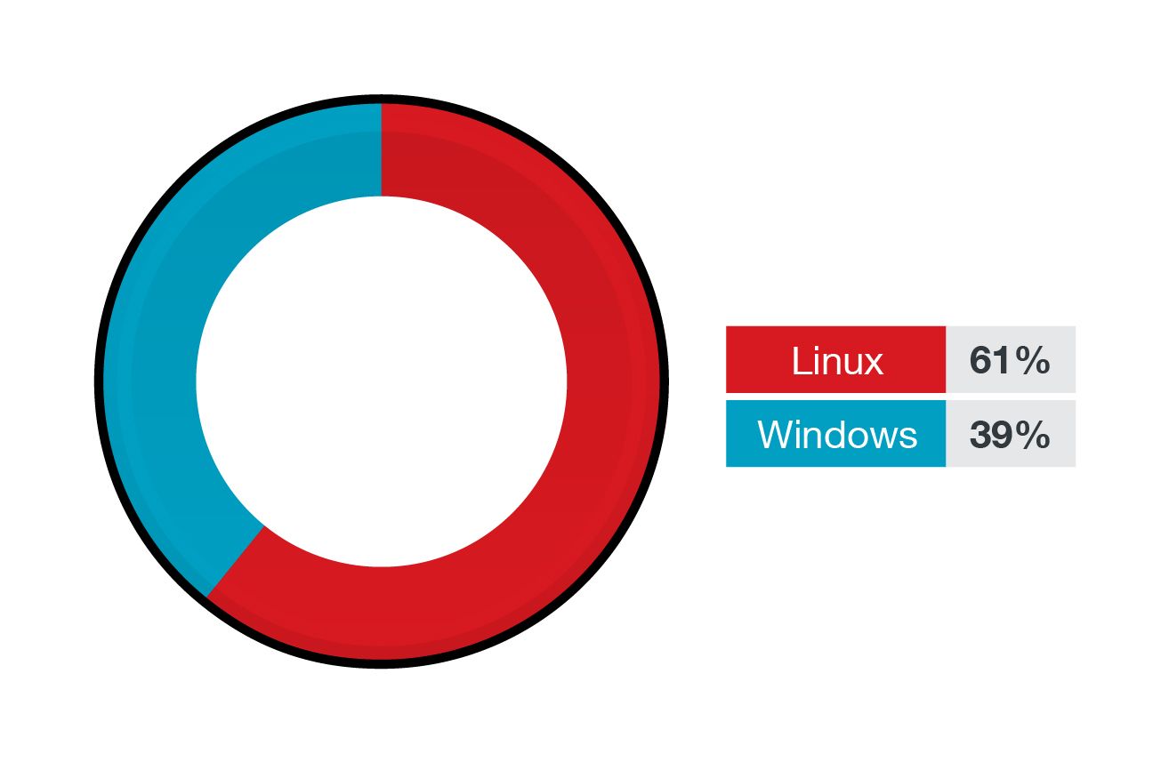 Figure 1. The percentage of Linux and Windows workloads protected by Trend Micro Cloud One