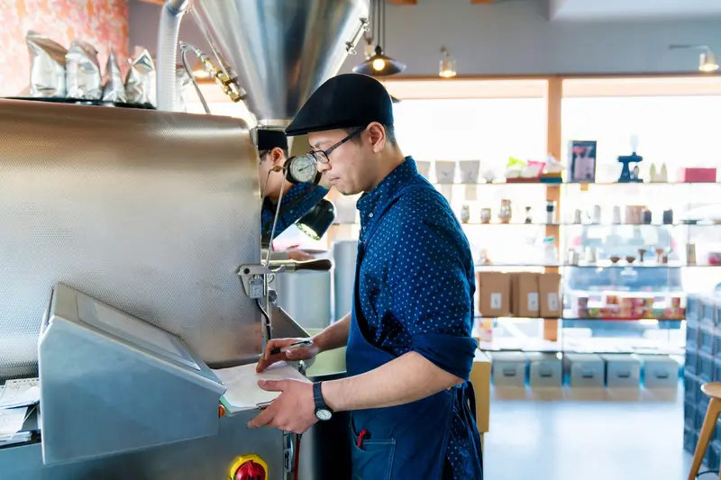 Man looking at the machine