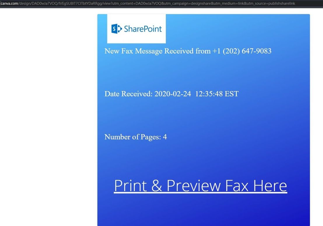 A phishing campaign related to Canva