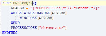 Currently running Chrome process terminated