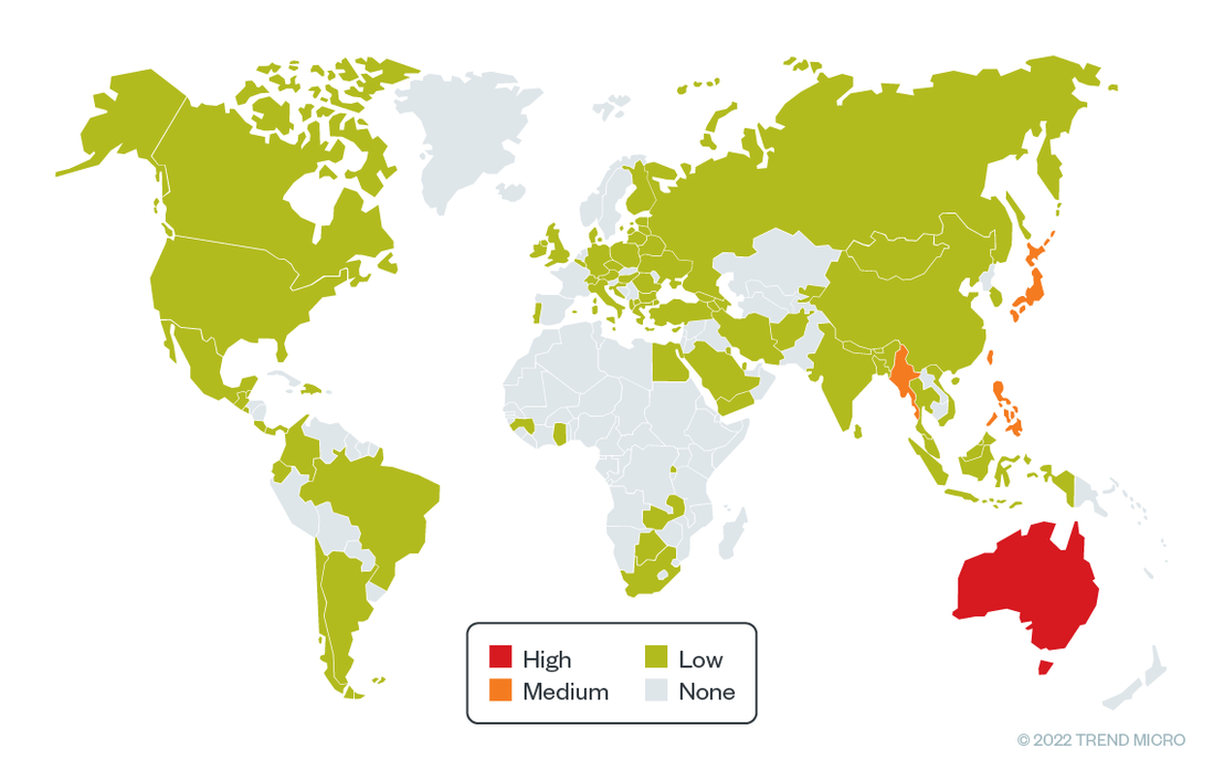 Country distribution of Earth Preta attacks from May to October 2022