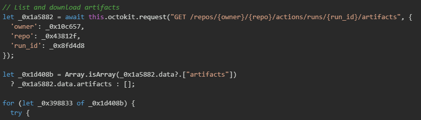 Figure 29. Polls workflow run status to ensure execution completed before artifact download 