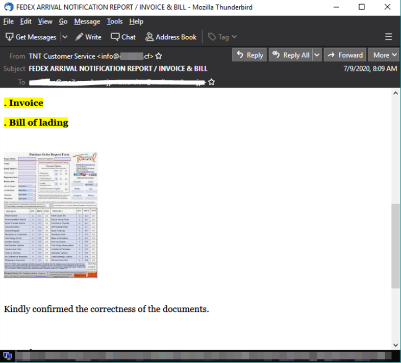 Spam mail sample