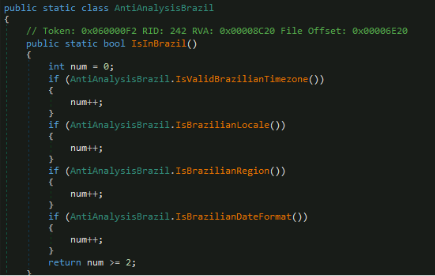 Figure 19. IsInBrazil() function used for geolocation checking