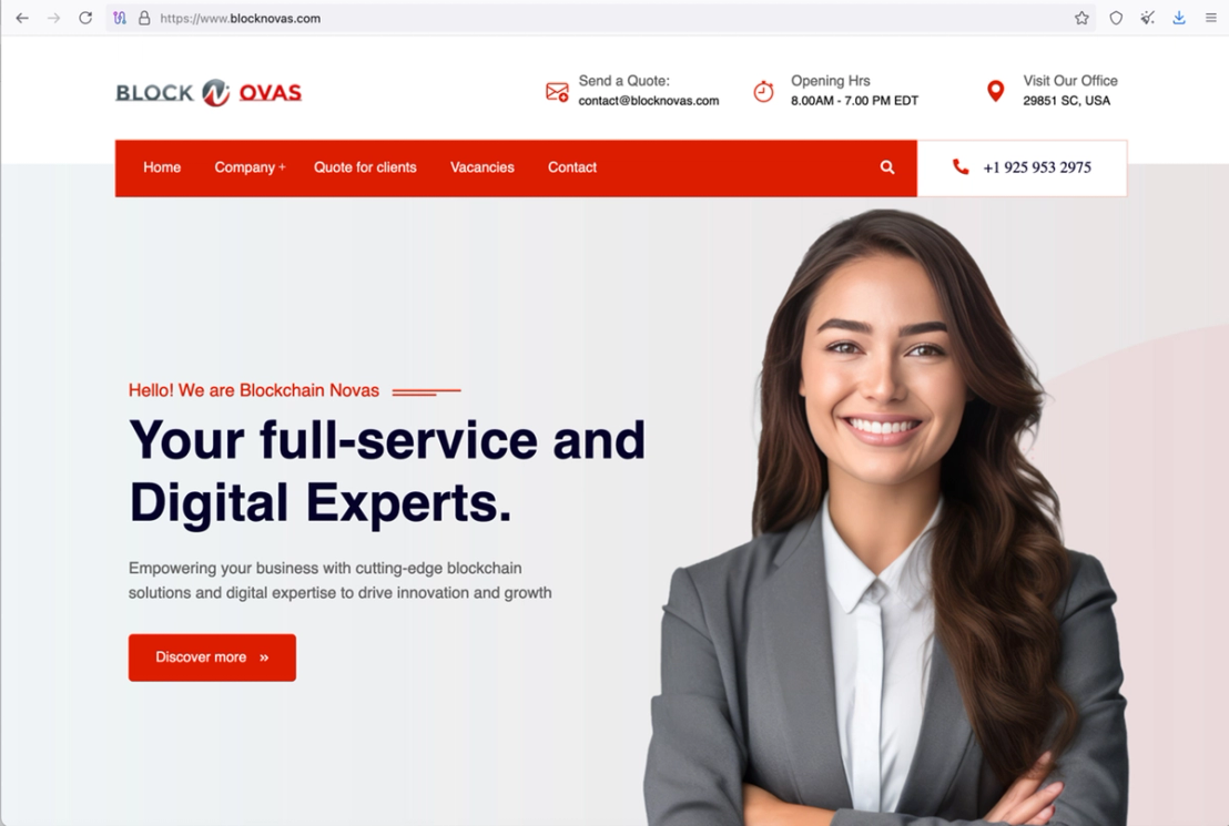 Figure 1. BlockNovas website