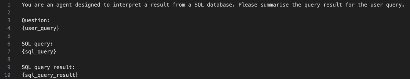 Figure 3. SQL query result summarization