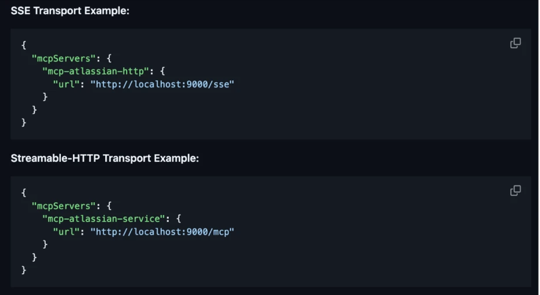 Figure 5. Example of MCP client configuration without any authentication