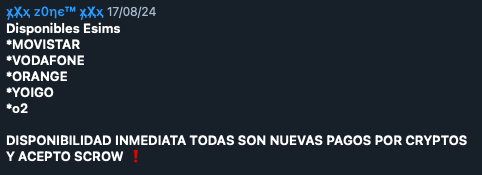 Figure 9. “Compras y Ventas ESP” group ad for eSIMs