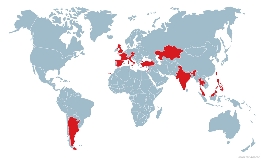 Map of targeted countries
