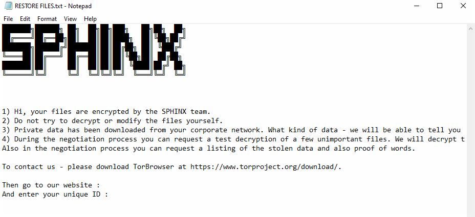 Sphinx ransom note