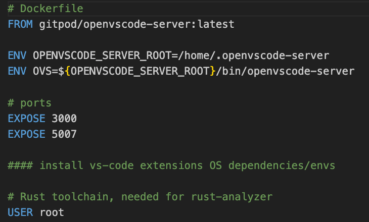 Figure 7: Example of Dockerfile setting the user as root.