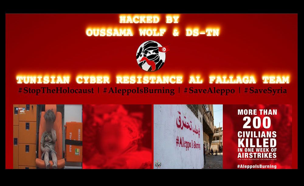Defaced sites showing graphic images of Aleppo