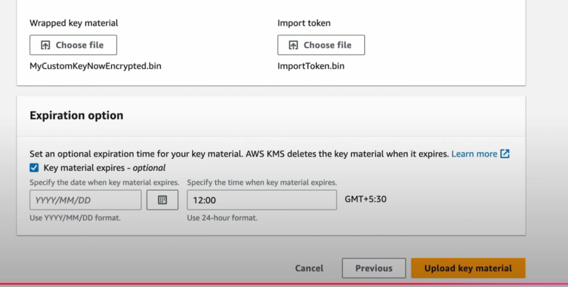 Figure 12. Final configuration for key creation