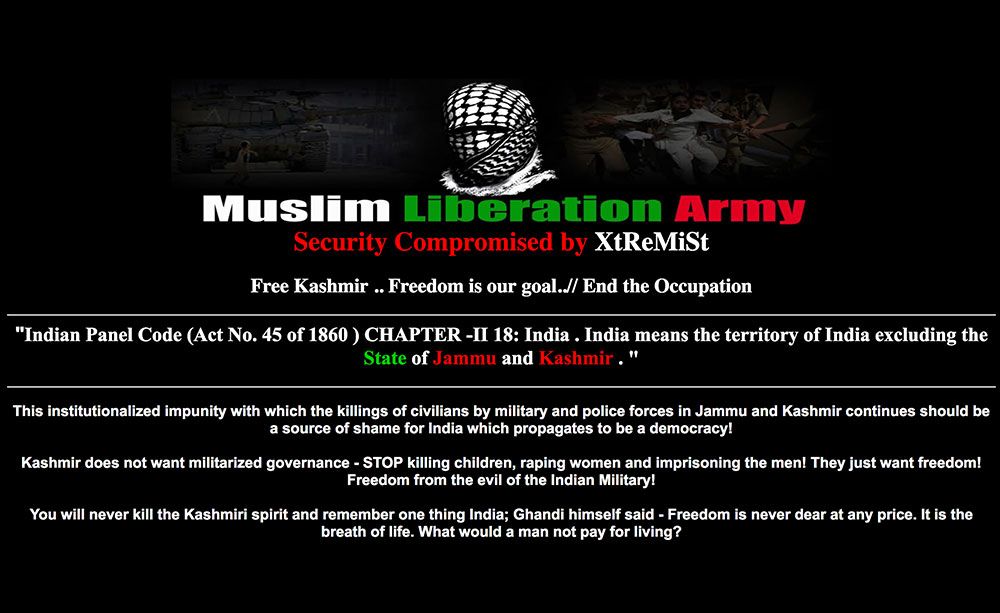 Free Kashmir campaign defacements; Pakistan is India's rival claimant
