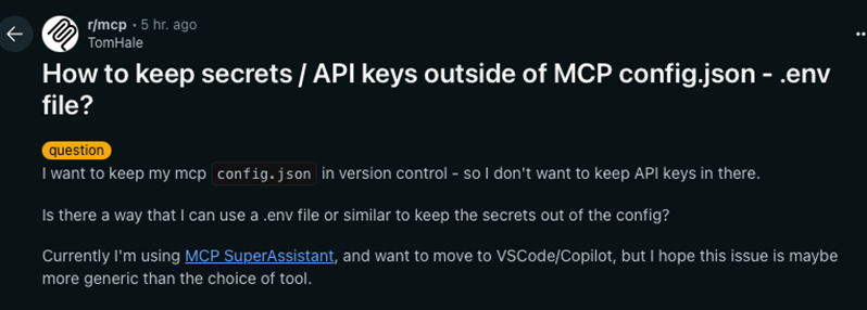Figure 7. The problem of keeping credentials safe as discussed on Reddit