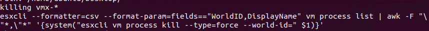 Figure 10. Command used to shut down virtual machines