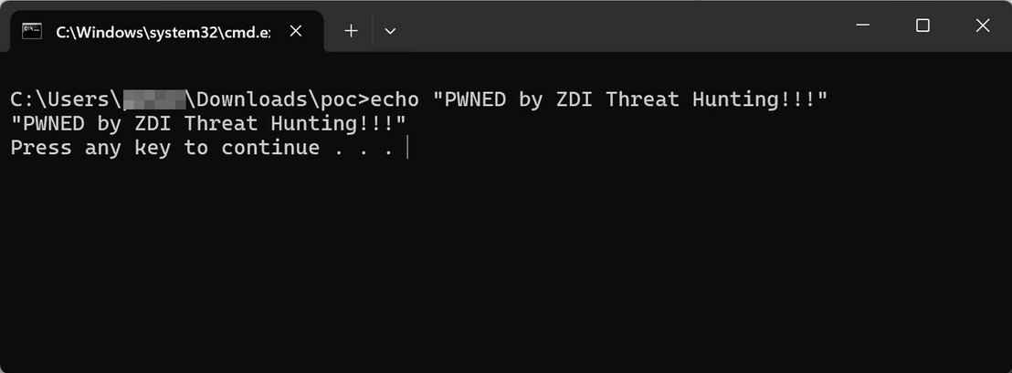 Figure 5. Users are compromised once poc.bat is executed