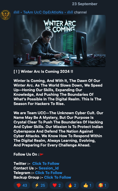Team UCC explaining their mission to “protect Indian cyberspace”