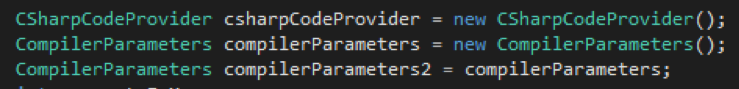 Figure 4. Screengrab of code showing the initialization of C# compiler