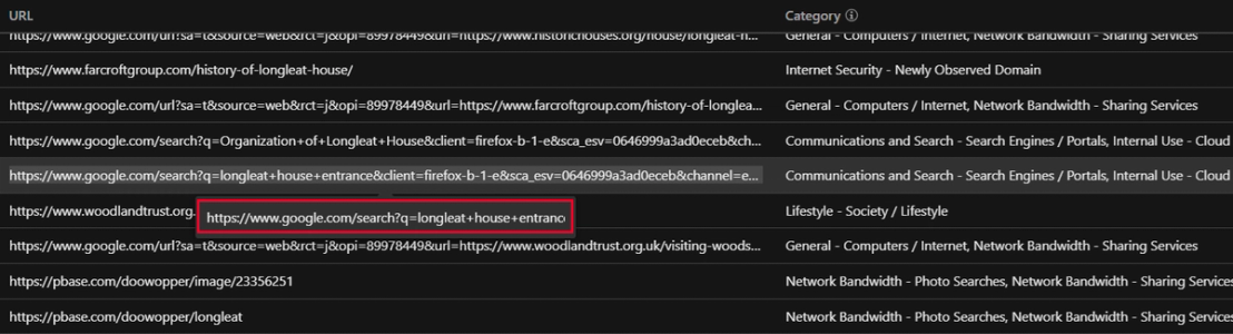 Browsing history based on our Vision One Forensic App indicating how SEO poisoning is used