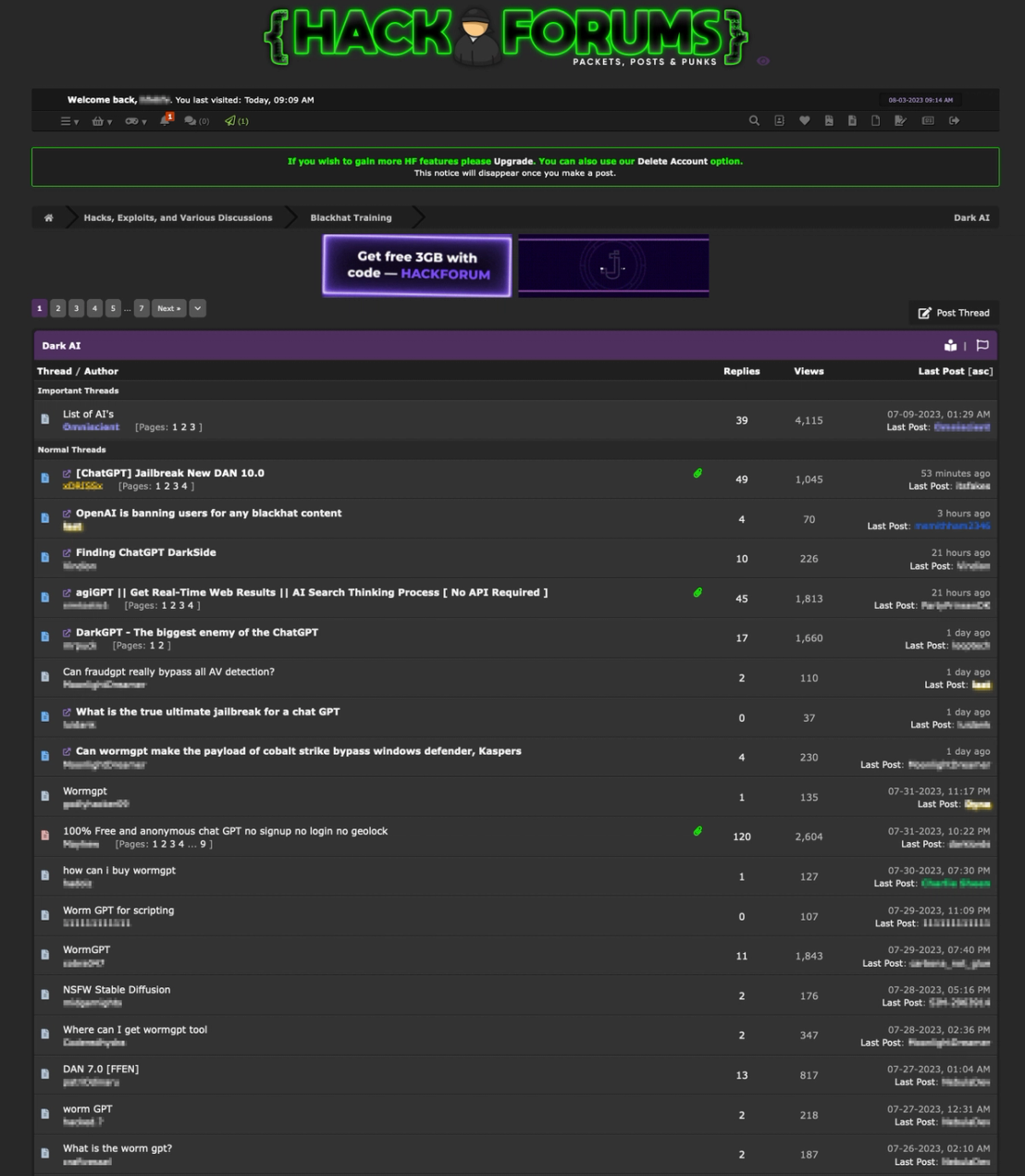 HackForums now has a Dark AI section
