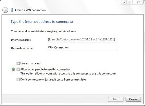 Create VPN connection