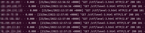 HTTP access log shows a different rotated IP per request
