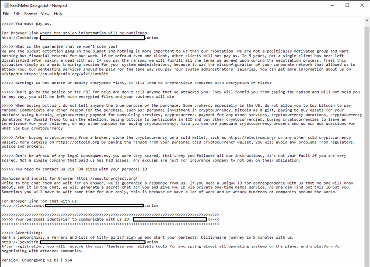 Figure 2. The ransom note generated by LockBit 5.0 
