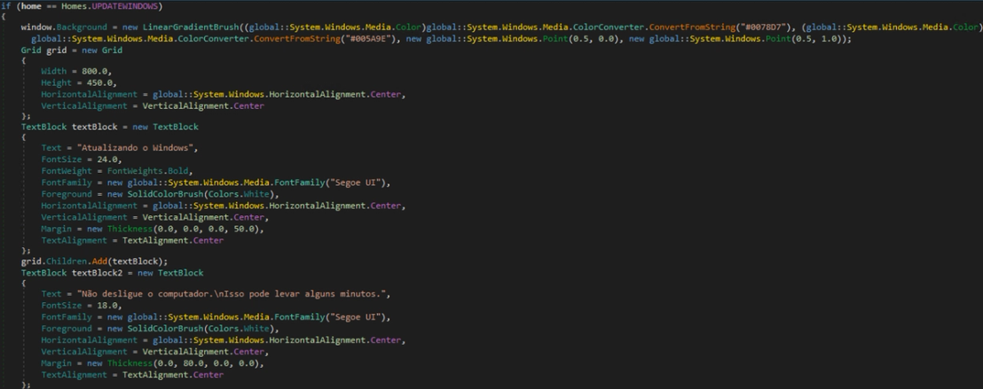 Figure 22. Functions used to create fake system update notifications or security diagnostic screens 