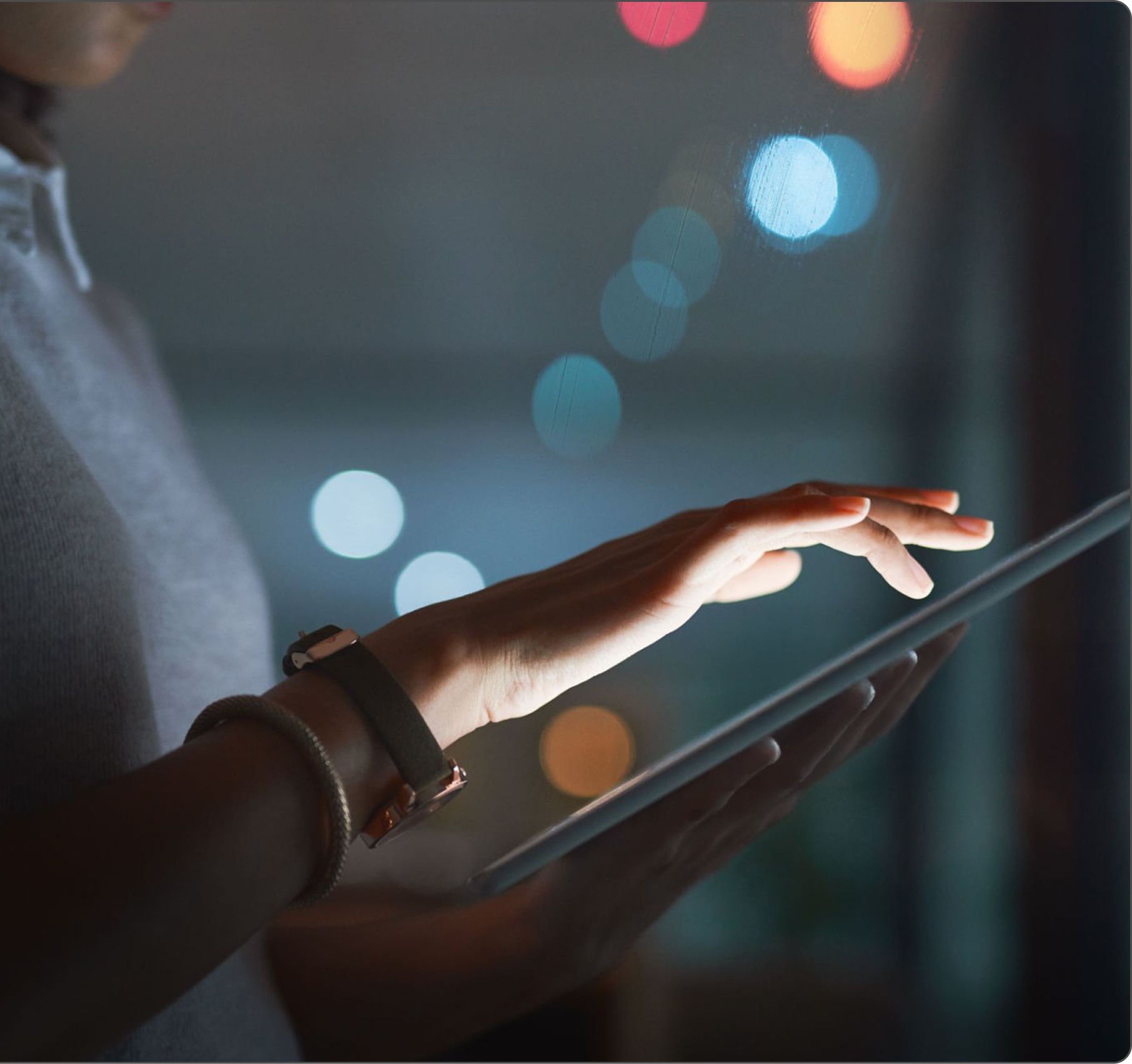 Man checking on his tablet.