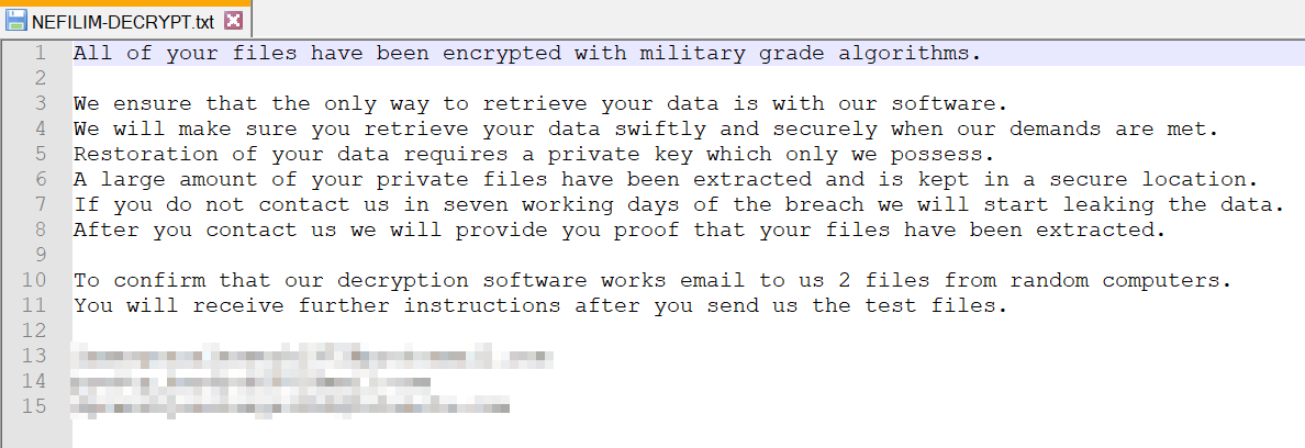 Figure 2. The Nefilim ransom note