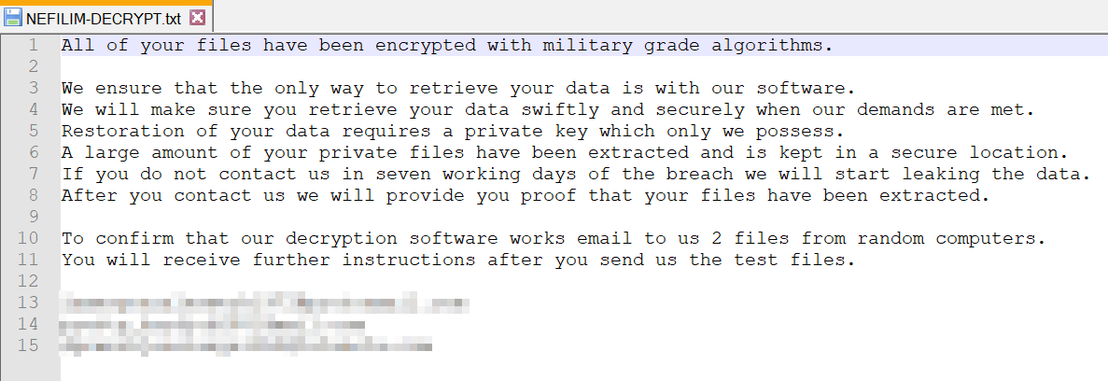 Figure 2. The Nefilim ransom note
